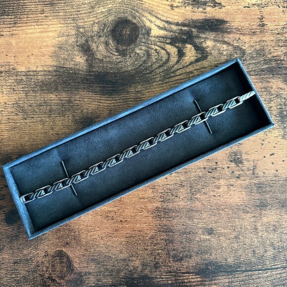 David Yurman Cable Link Bracelet w/ Black Titanium - 7mm - 8.75" - RARE - Picture 1 of 16